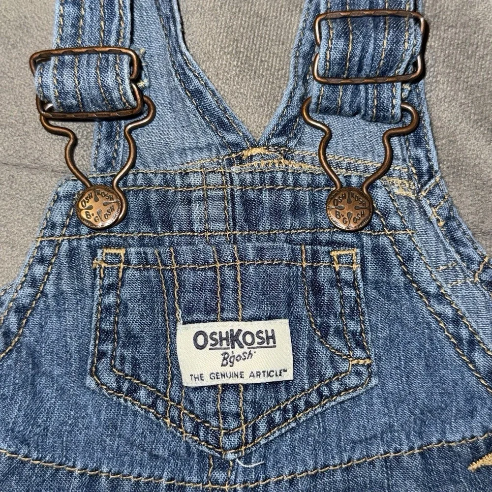 OshKosh B'Gosh Denim VestBak Overall Dress 6 Mon Ruffled Tiers Skirt Pink Floral